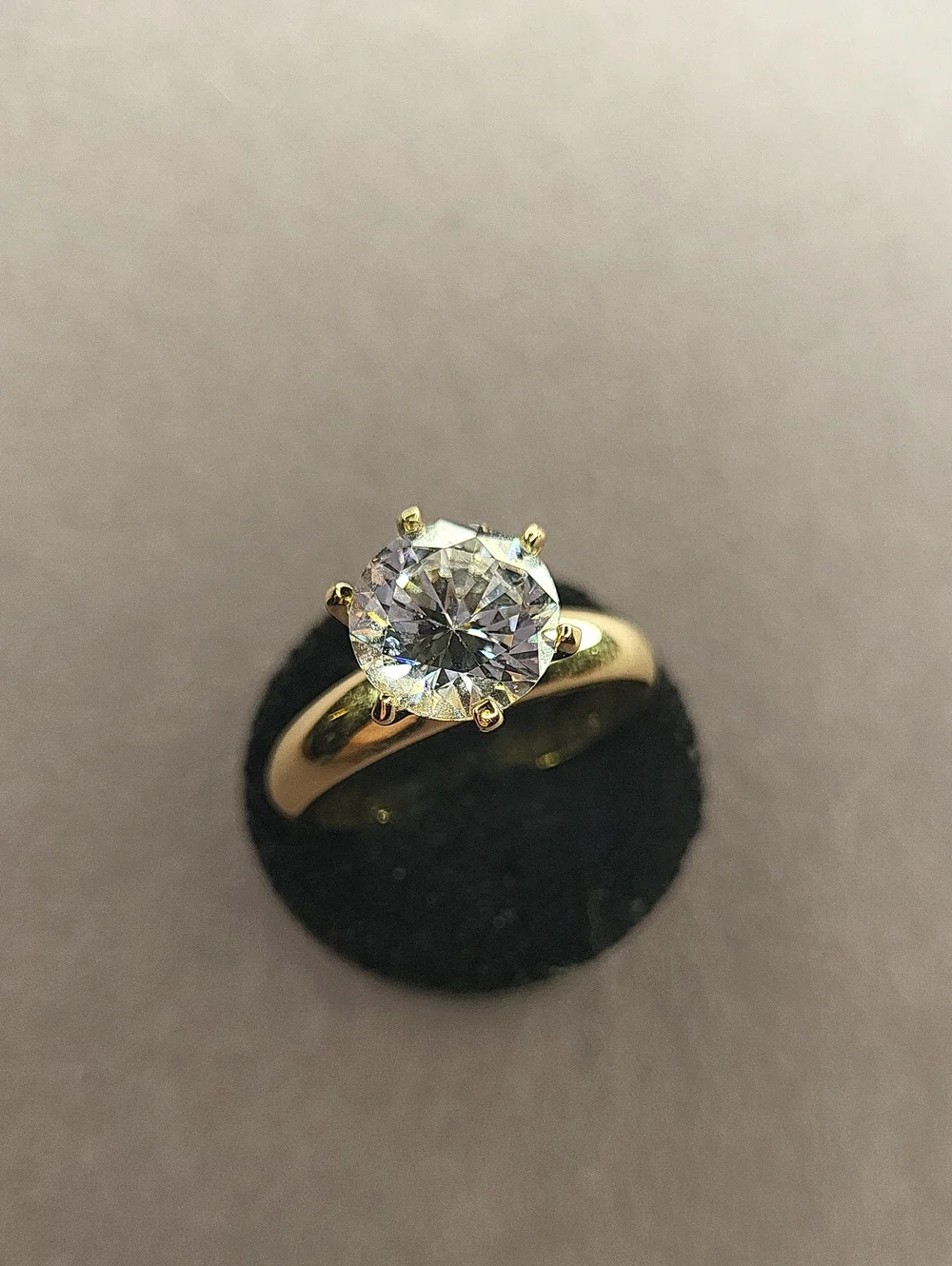 Gold Tone Solitaire Round CZ Engagement Ring